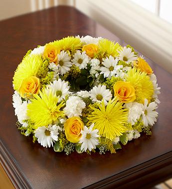 Yellow & White Cremation Wreath