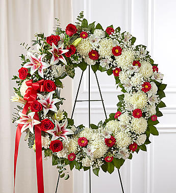 Red Rose and Lily Standing Wreath