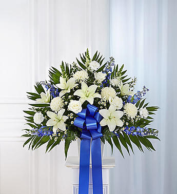 Heartfelt Sympathies™ Standing Basket- Blue & White