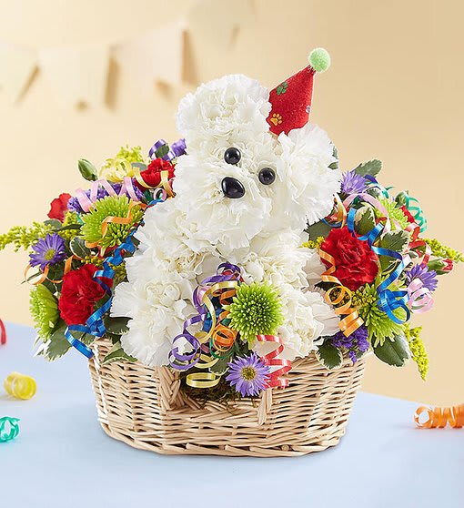 Another Year Rover™ Birthday Dog Flower Basket