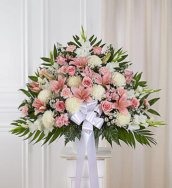 Heartfelt Sympathies™ Standing Basket- Pink & White