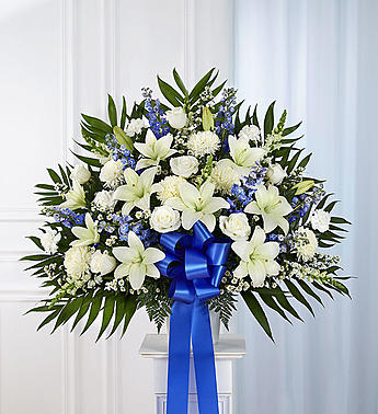 Heartfelt Sympathies™ Standing Basket- Blue & White