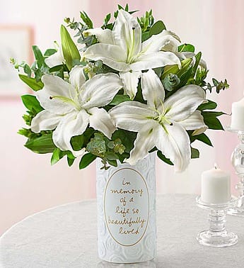 All White Lily Bouquet for Sympathy