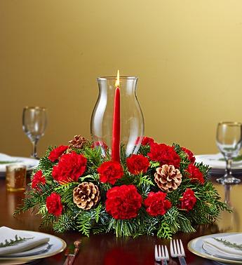 Holiday Centerpiece with Glass Hurricane