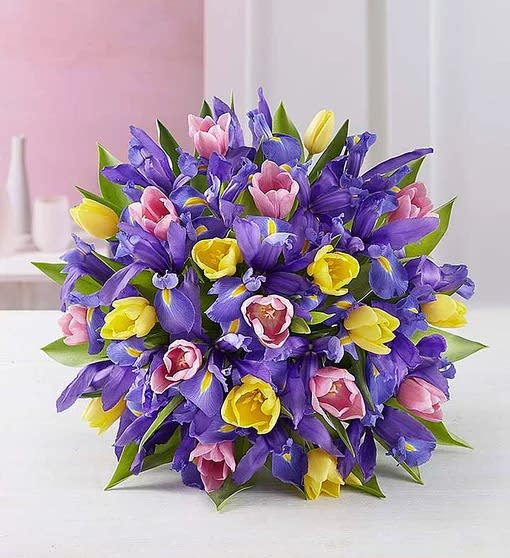 Deluxe Fanciful Spring Tulip & Iris Bouquet
