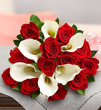 Stunning Red Rose & Calla Lily Bouquet