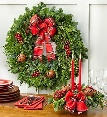 Festive Holiday Wreath & Centerpiece Set