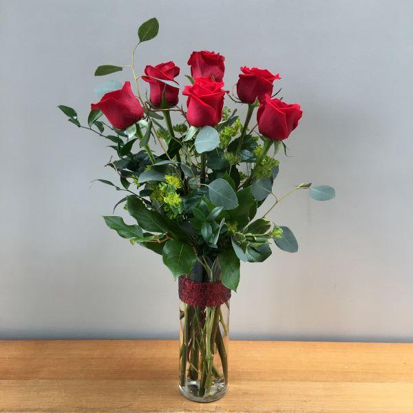 Six Roses in a Vase