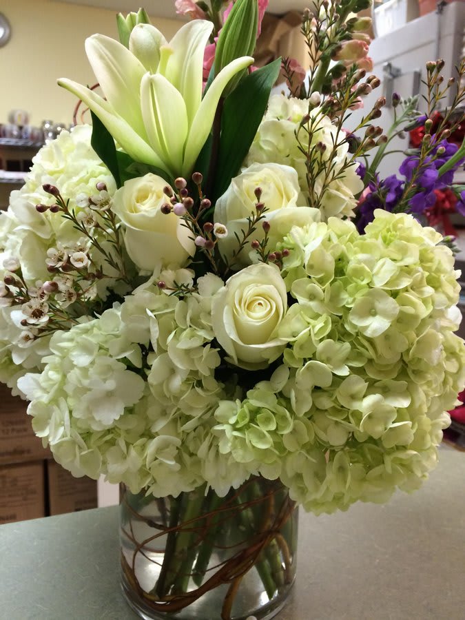 White Cylinder Bouquet