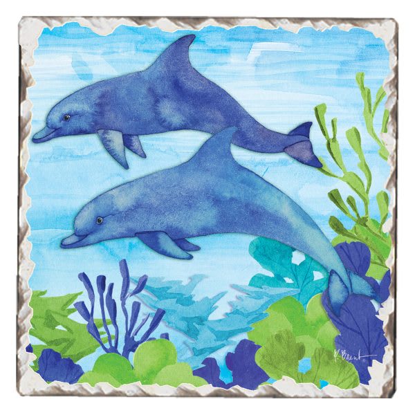 Tile Coaster – Dolphin Duo