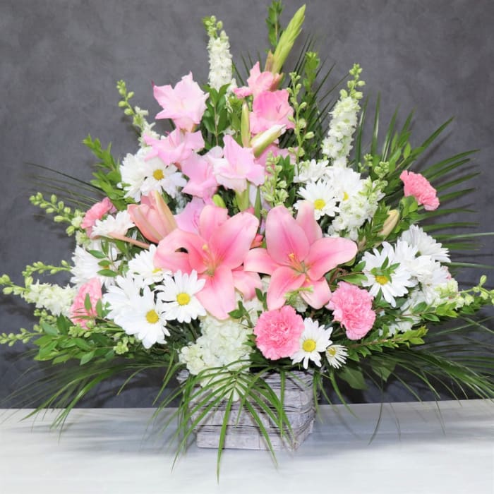 PINK AND WHITE BASKET