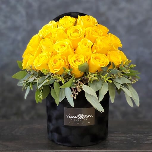 YELLOW ROSES IN ANY BLACK BOX