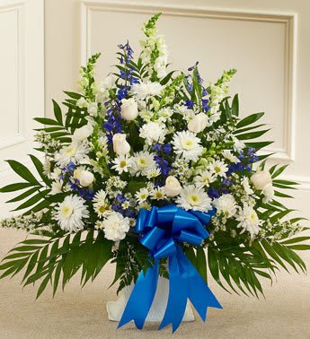 Tribute Blue & White Floor Basket Arrangement