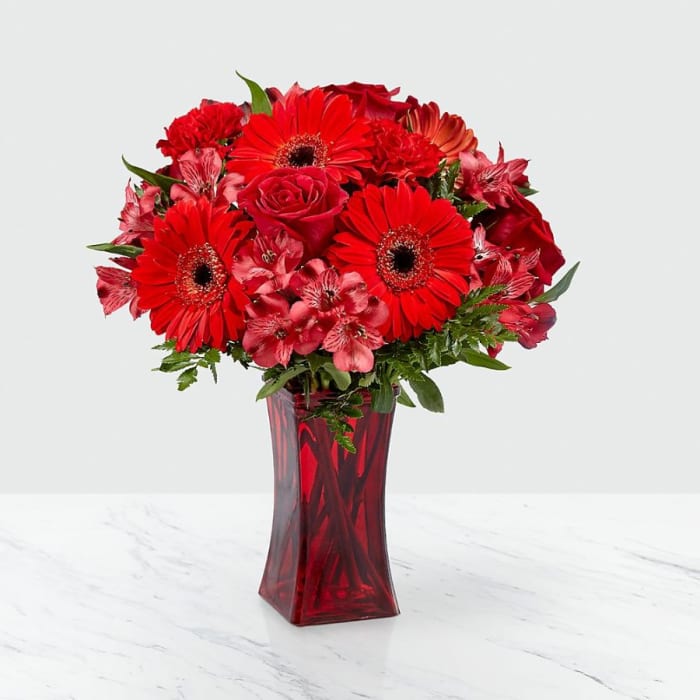 Red Reveal Bouquet- Vase Included