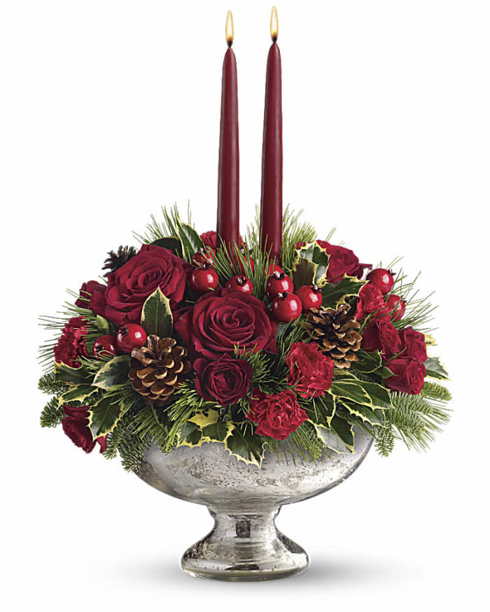 Teleflora's Mercury Glass Bowl Bouquet