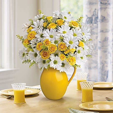 Sunny Day Pitcher of Daisies