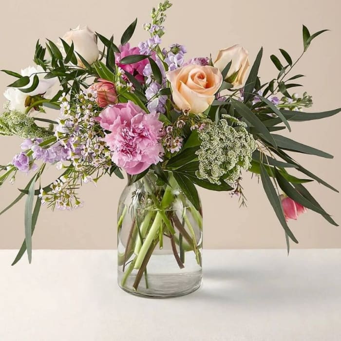 Mom's the Word Mixed Peony Bouquet + Vase