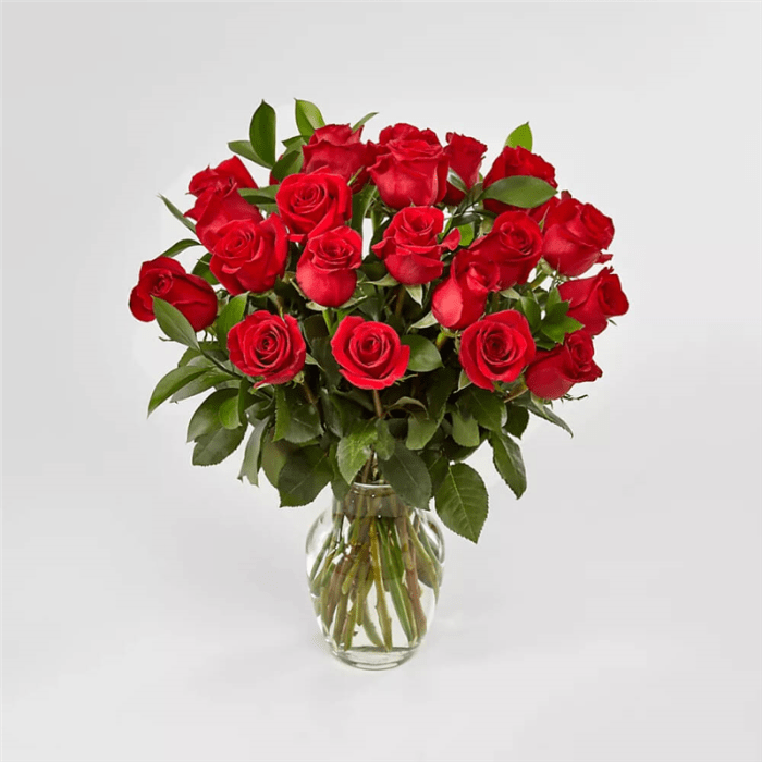 12 Red Roses with Vase