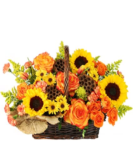 CRISP AUTUMN MORNING  Basket Of Flowers