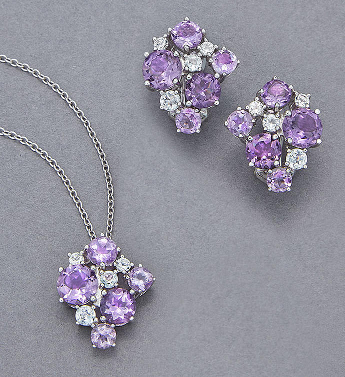 Amethyst White Topaz Jewelry Set
