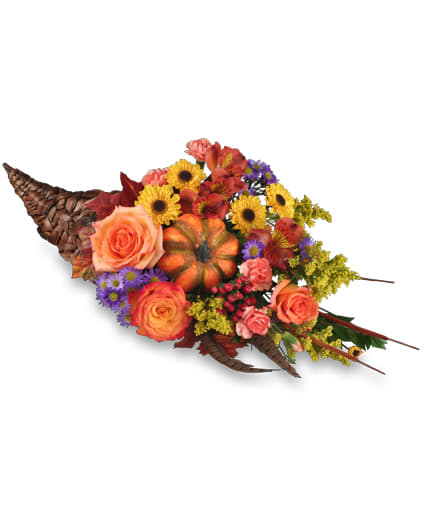 CORNUCOPIA  Centerpiece
Thanksgiving  Arrangement