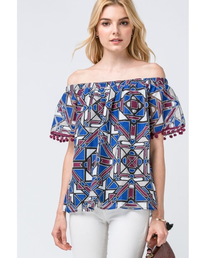 Entro Abstract Off Shoulder Top