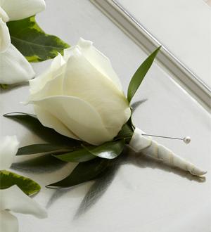 The FTD® White Rose Boutonniere