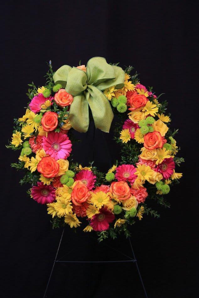 Bright Gerber and Rose Wreath