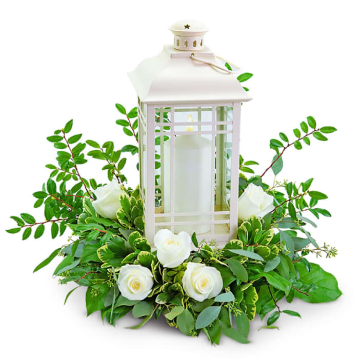 Classic White Rose Lantern Flower Delivery St Louis MO - Irene's Floral ...