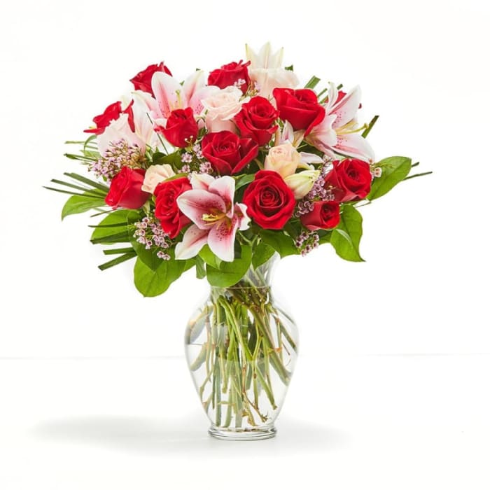 Simply Red Roses and Lilies