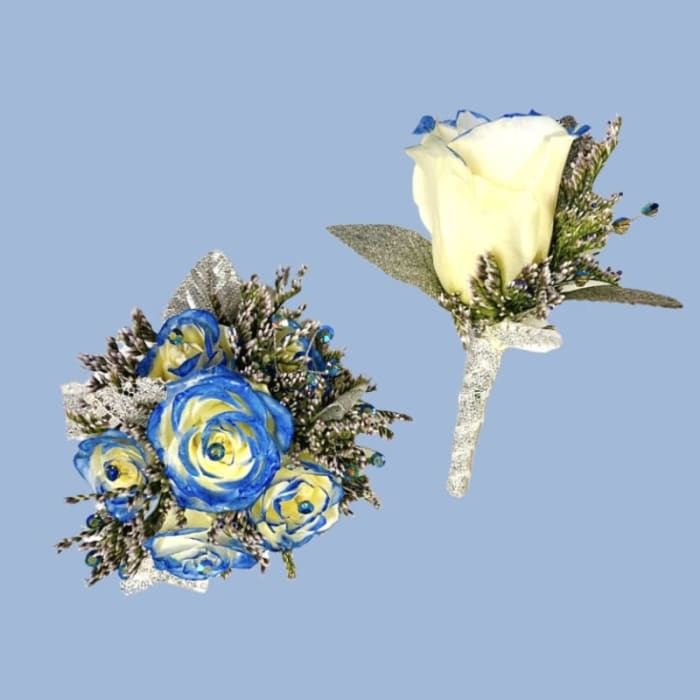 Silver and Blue Wristlet