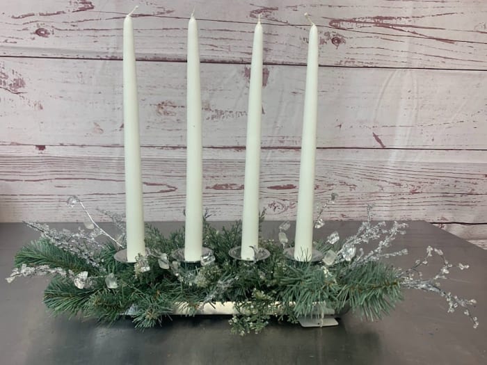 Fabulously Frosted Silk (Artificial) Candle Centerpiece