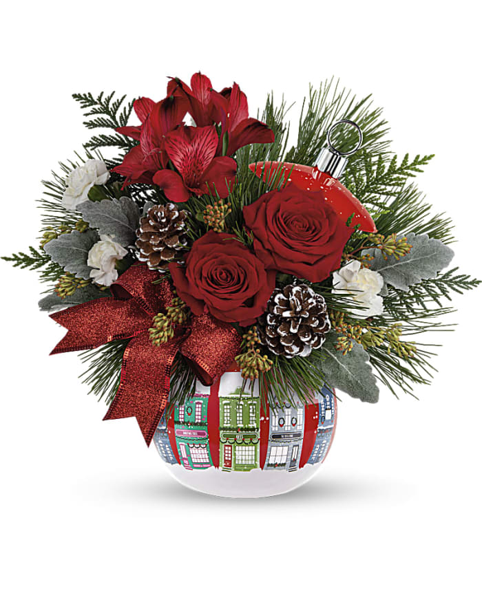 Teleflora's Festive Holiday Houses Bouquet
