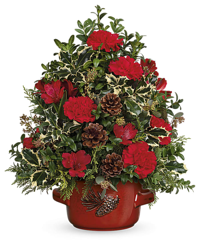 Teleflora's Holly & Pinecones Tree Bouquet