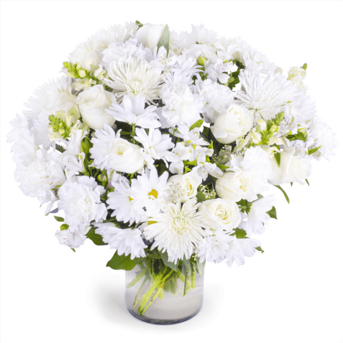 All White Flower Vase For Sympathy