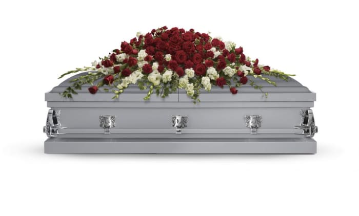Red with a Touch of White Casket Spray