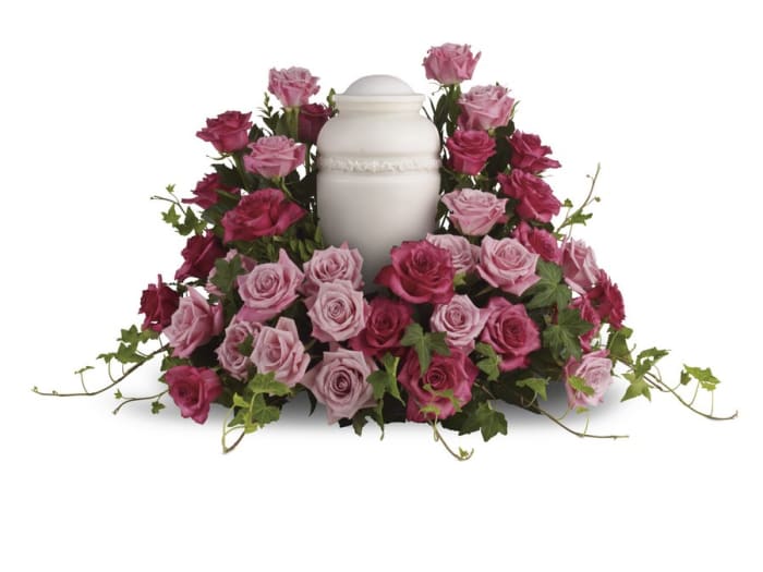 Mixed Pink Rose Urn Tribute
