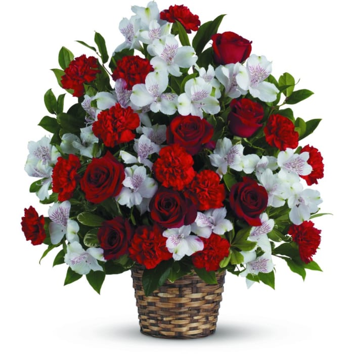 Red & White Basket Arrangement