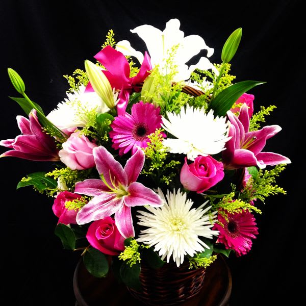 Pink & White Flower Basket