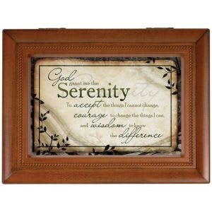 Natural Wood Religious Large Music Box - Serenity Prayer