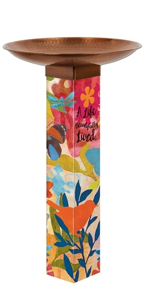 Sentimental Journey Bird Bath Art Pole with Copper Topper