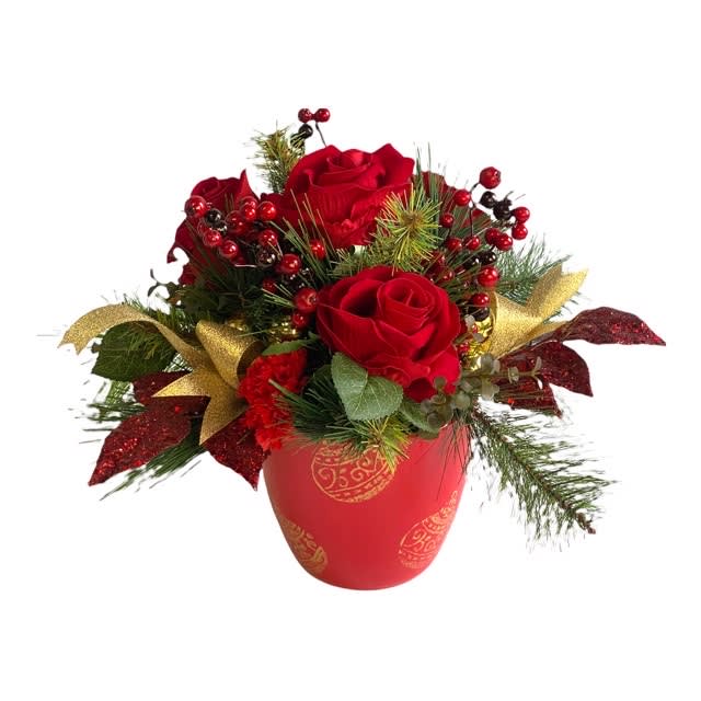 Festive Red Silk Bouquet