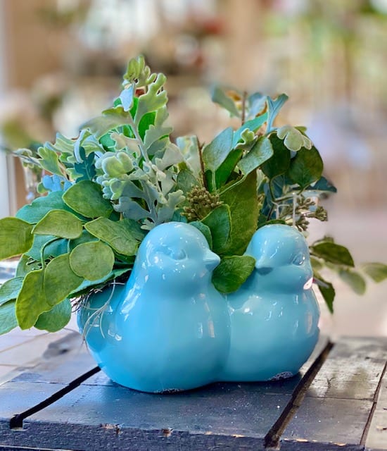 Blue Bird Silk Bouquet