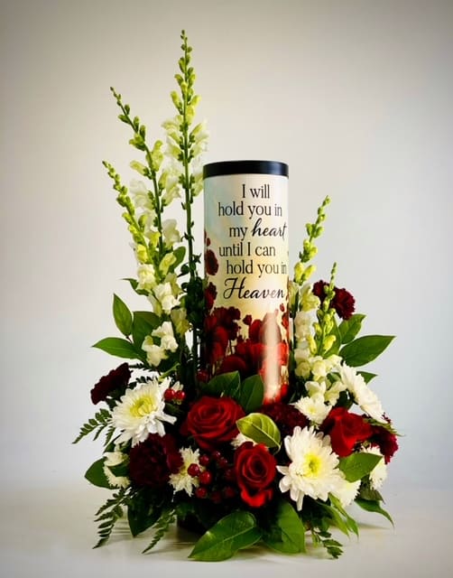 Art Pole in Bed of Flowers Flower Delivery Kokomo IN Banner Flower House