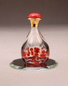 Red Hand Blown Tear Bottle With Mirror - Heirloom Gift