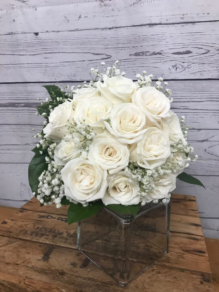 Classic White Rose Wedding Flowers