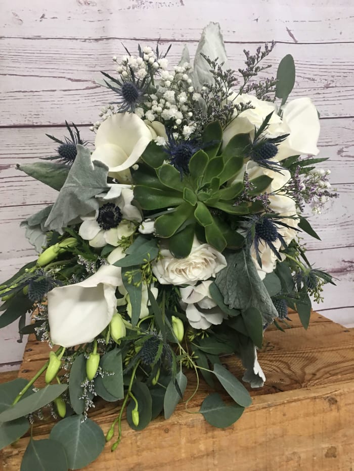 Simply Stated Succulent and White Wedding Flowers