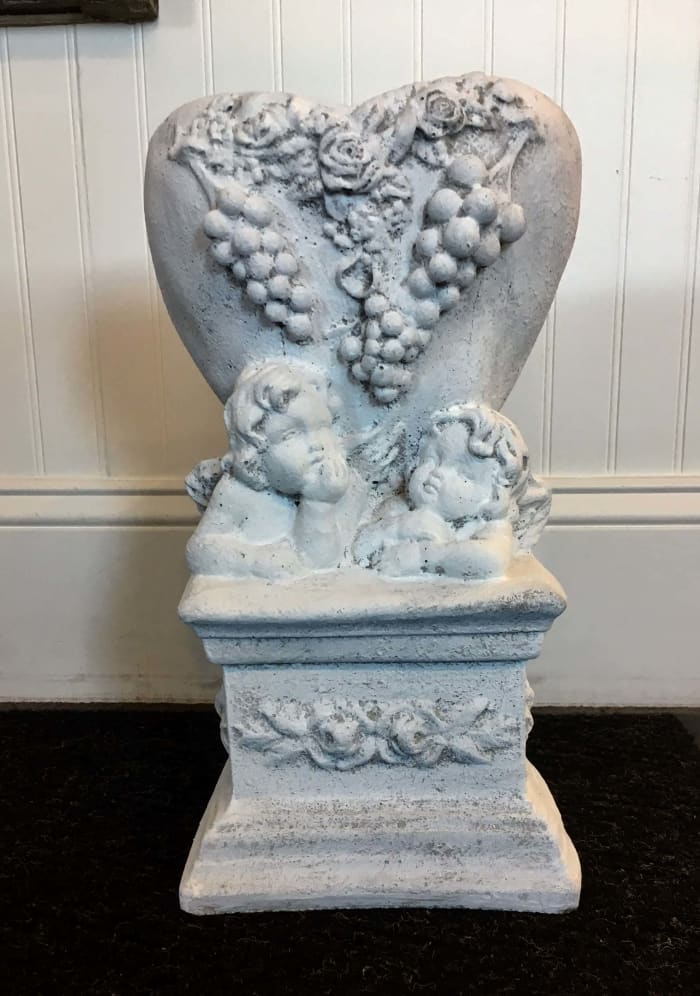 Grapevine Stone Planter with Cherub