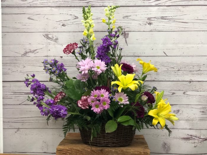 Celebrate the Day Basket in Yellow and Purple