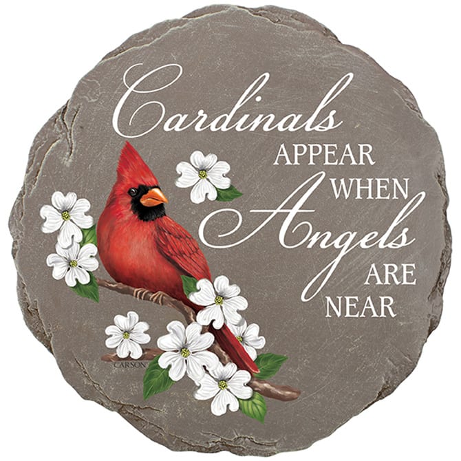 Cardinals Round Stone On wire stand